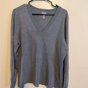 Chico's Gray V-Neck Long Sleeve Top